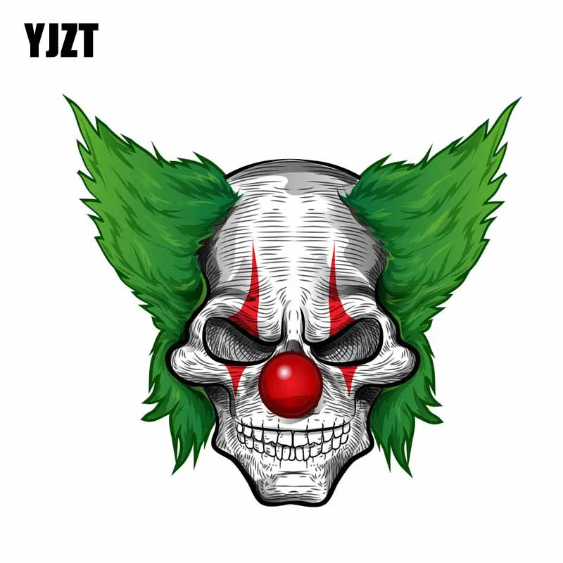 

YJZT 14.8CM*13.3CM Reflective Funny Car Sticker Skull Clown Motorcycle Decal 6-0693