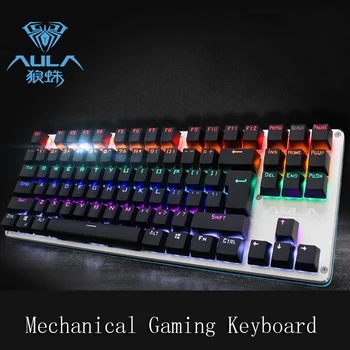 

2017 Newest AULA F2012 Wired Mechanical Gaming Keyboard with Professional Blue Axis USB Wired 87 Keys For Desktop Laptop