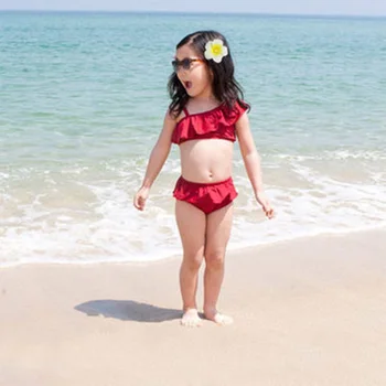 

Swimwear girls children swimsuit baby bathing suit off shoulder ruffle princess beach wear kids two piece swimming clothes set