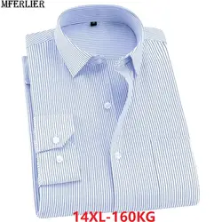 MFERLIER Весна мужские полосатые рубашки Формальные с длинным рукавом 9XL 10XL больше плюс размер большой 12XL офисное платье рубашки Формальные 12XL