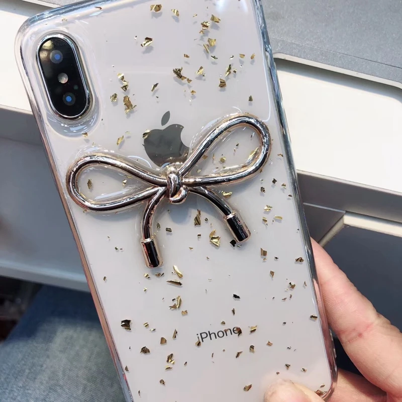 Блестящий чехол для телефона с золотой фольгой iphone X XS Max XR 3D Прекрасный