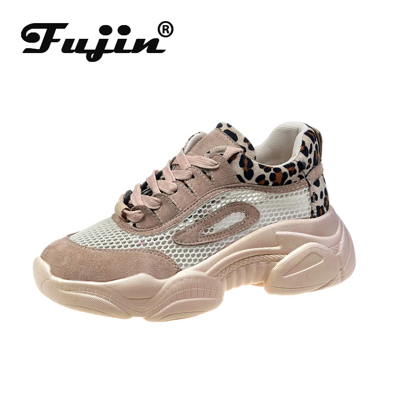 

Fujin INS Fashion Dad Shoes 2019 New Thick-soled Screen Breathable Leopard Pattern Intelligent Smoked Sneakers Dropshipping