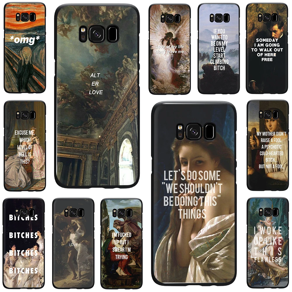 

Artistic oil painting English short Silicone phone case for Galaxy S6 S7 Edge S8 S9 S10 Plus S10e Note 8 9 J6 A6 Plus A8 A9 2018