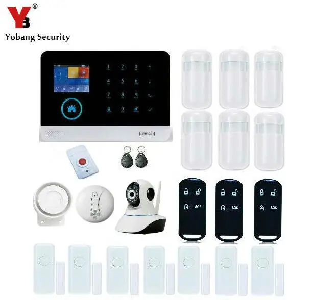 

YoBang Security WIFI 3G GPRS RFID Home Office Burglar Alarm System APP Controls Video IP Camera Wireless Smoke Detector