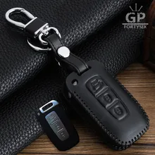 Car Genuine Leather Remote Control Car Keychain Key Cover Case For Kia Forte/KX3 4Buttons Smart Key l831 Car Auto Accessories