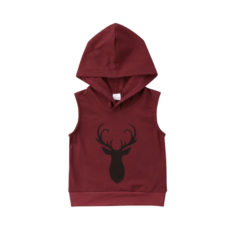 Fashion Toddler Baby Boy Clothes Sleeveless Cotton Hooded Vest T shirt Sweatsshirt Hoodies