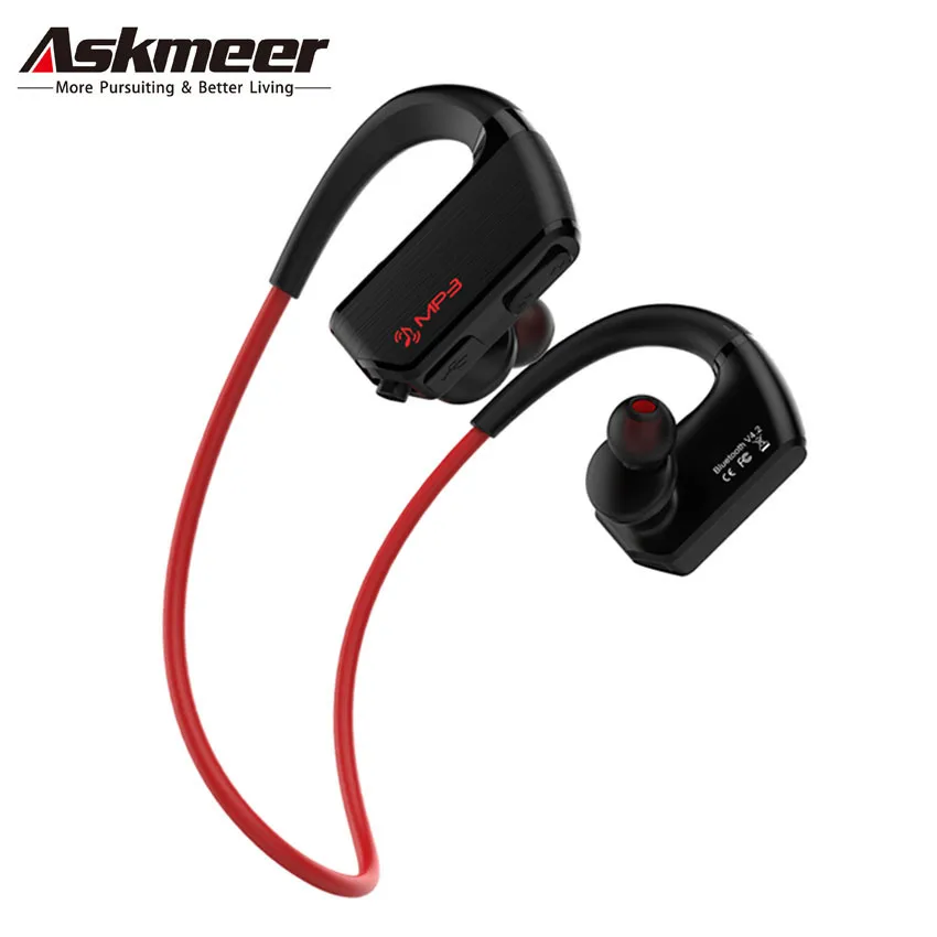 Askmeer 8G анти-пот Mp3 музыкальный плеер+ Беспроводная Bluetooth гарнитура с микрофоном спортивные наушники для бега наушники для телефона - Цвет: Red No Retail Box