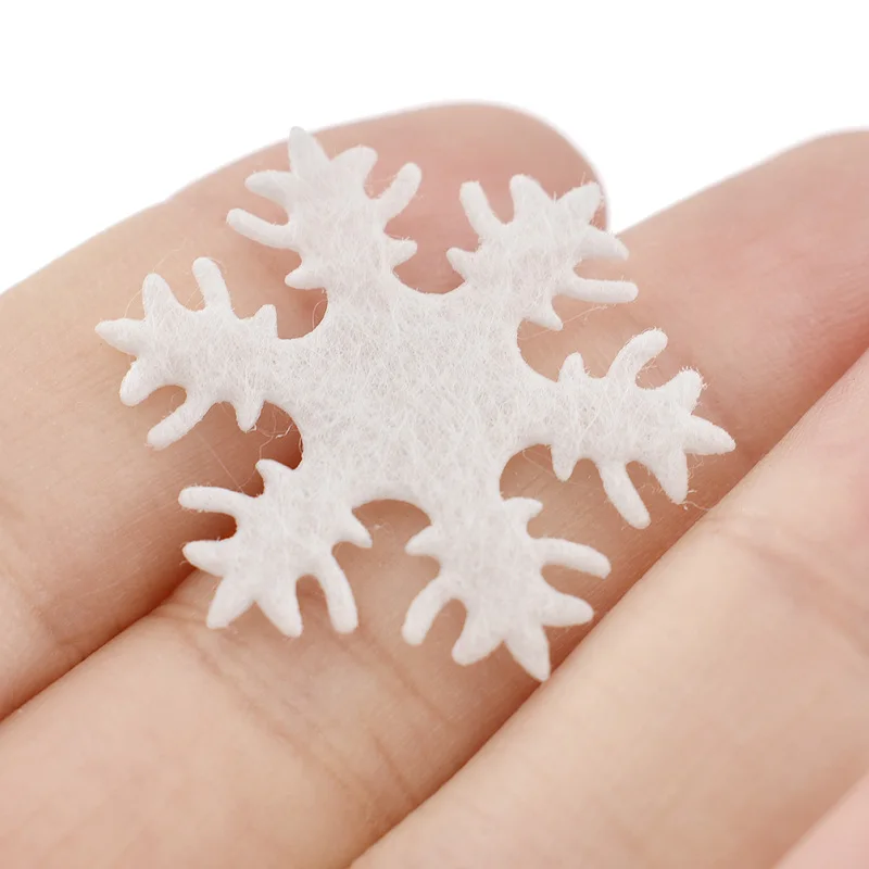 200pcs DIY Polyester Felt Padded Christmas Snowflake Patch Appliques Craft Party Scrapbooking Decoration Supplies