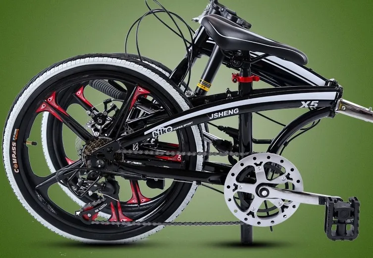Perfect Portable Single-Wheel Folding Bicycle Quality Carbon Steel Frame 20-Inch Variable Speed Front and Rear Mechanical Disc Brake 8