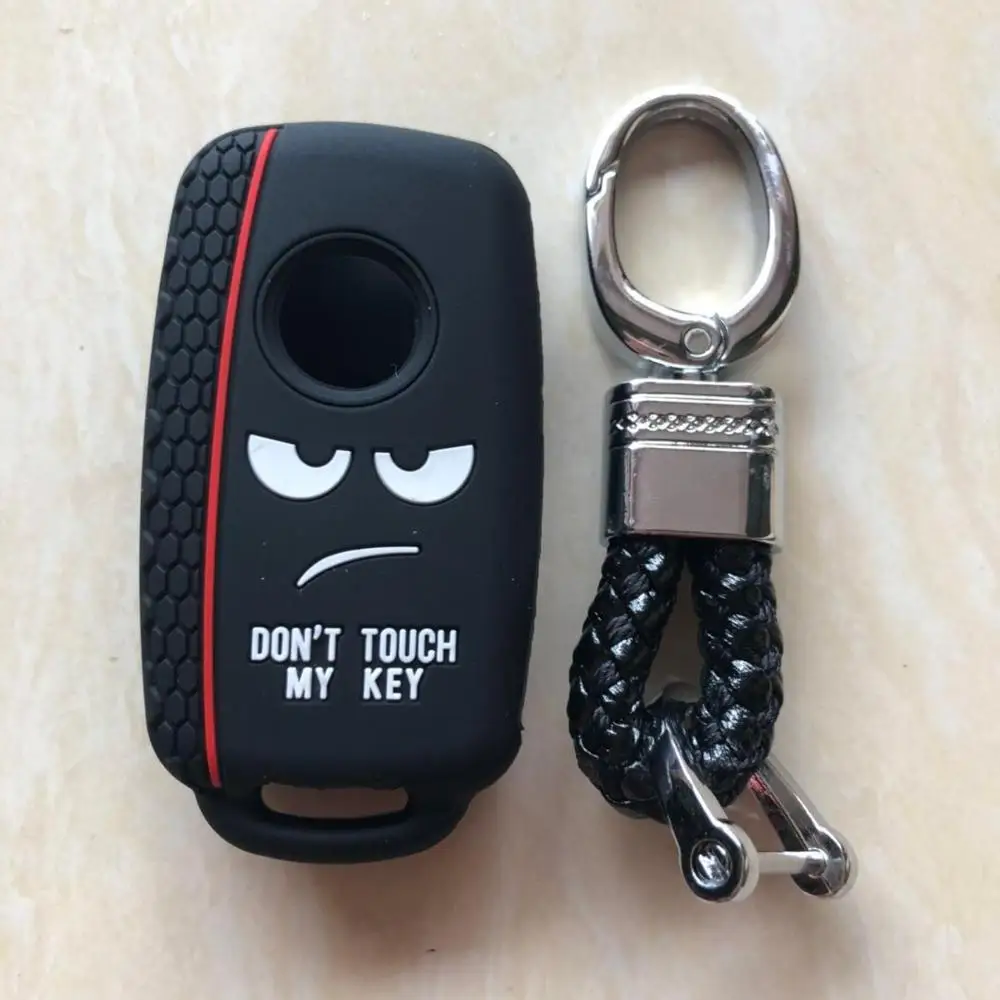 Dont Touch My Key силиконовый дистанционный колпачок для VW Caddy Golf Jetta Polo Passat Scirocco Tiguan для Skoda Octavia Seat - Название цвета: black with keychain