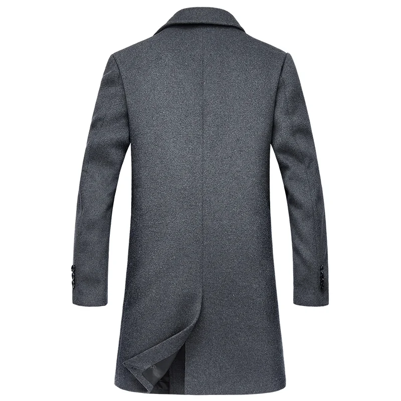 Aismz Brand Fashion Winter Men's Woolen Coat Long Section Double Breasted Wool Thick Trench Coats Male Fashion Causal Top