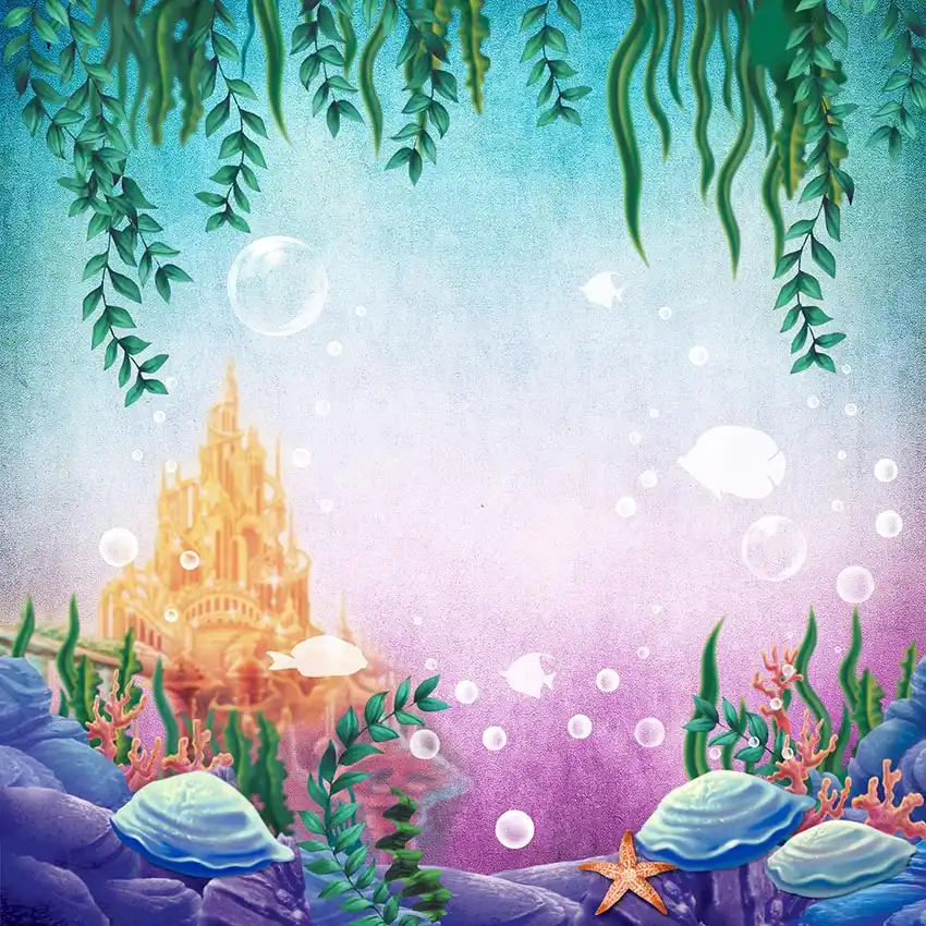 Little Mermaid Under Sea Bed Caslte Corals Ariel Princess Photography Backdrop Baby Party Birthday Photo Background G 449 Background Aliexpress