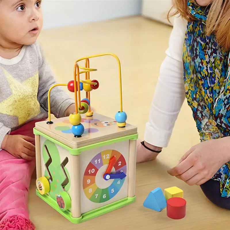 Деревянный кубик Мультифункциональный лабиринт шарик головоломка круг шарик красочные развивающий, образовательный игрушки Обучающие
