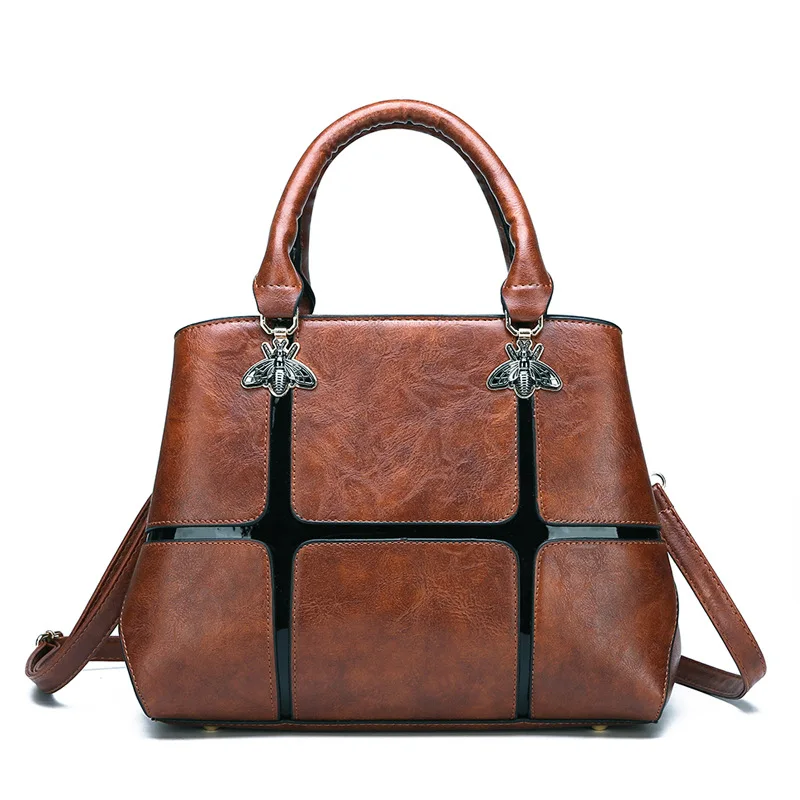 

2019PU new ladies hit color hand bag shoulder bag fashion high-end atmosphere simple large capacity Messenger bag
