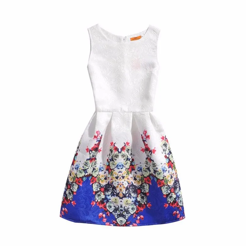 Летнее платье с цветочным принтом для девочек дизайнерское вечернее платье принцессы для подростков детская одежда платье-пачка для маленьких девочек