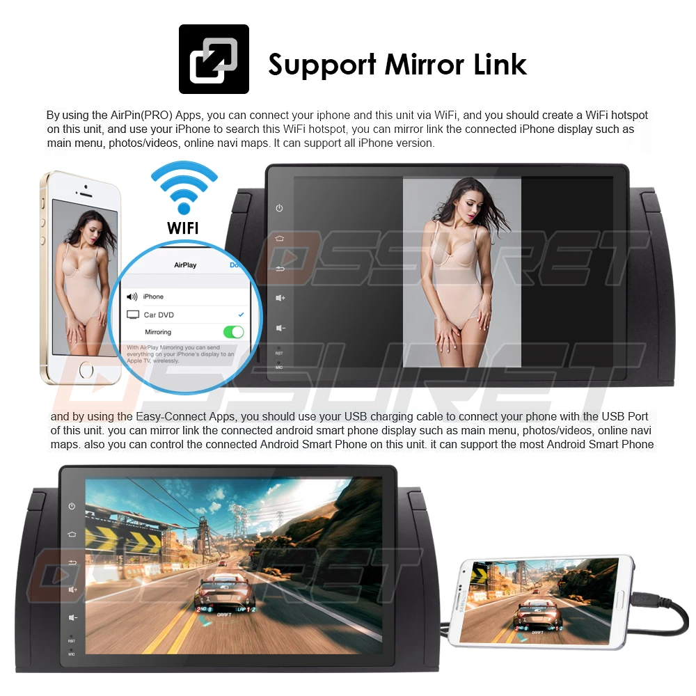 Cheap Ossuret 9 Inch 1024x600 IPS TouchScreen 1din Android 9.0 For BMW E39 E53 X5 Wifi 4G Bluetooth DVR RDS USB Sterring wheel control 8
