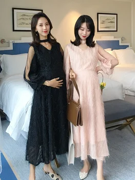 

Spring dress for pregnant women 3-9 months mesh chiffon skirt for pregnant Korean tide mothers