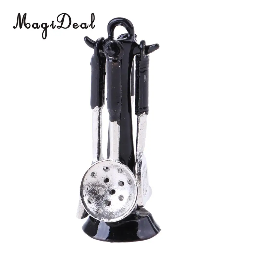 1/12 Scale Dollhouse Miniature Kitchenware Kitchen Accessories Metal Cooking Utensils Tools 4 Pieces Set Silver