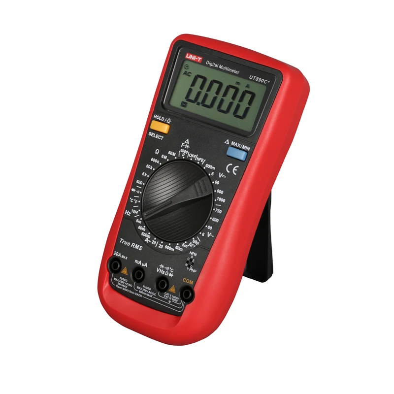 

UT890C+ True RMS Digital Multimeter Ammeter Ohm Capacitance Tester C/F Temperature Universal Meter LCD Count 6000 Meter UNI-T