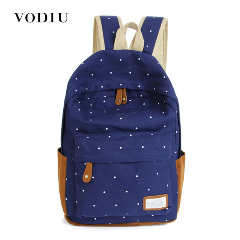 

Backpack For Teenagers Girls Canvas School Notebook Dot Printing Backpack Laptop Shoulder Candy Color Casual Mochila Women Bag