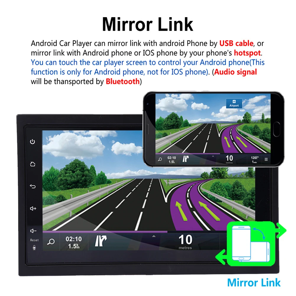 Discount Universal 7-inch 2DIN  Android 7.1 Car Multimedia Player GPS Navigator HD Reversing Audio and Video Phone Mirror 3