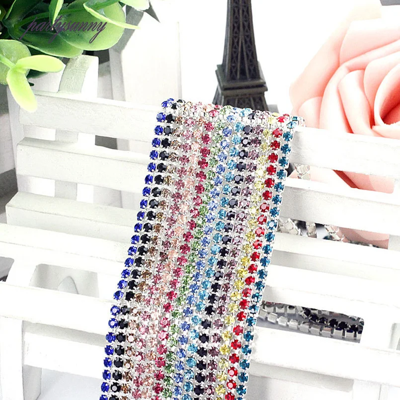 PF Rhinestones Appliques Claw Chain Adhesive Glases Flatback Beads Rhinestone Trim Accessories for Clothes Phone Case Hats TZ030 | Дом и сад
