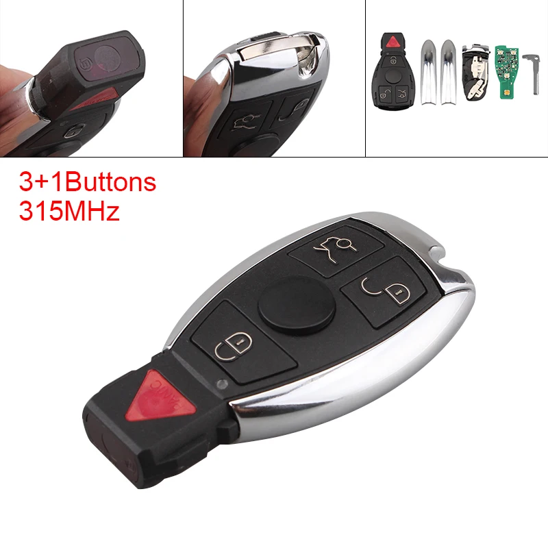 

315MHz 3+1 Buttons Portable Keyless Uncut Flip Remote Key Fob with ID46 Chip Car Key for Mercedes-Benz 2002-2013 Car