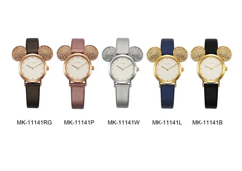 Disney брендовые модные наручные часы для девочек из натуральной кожи с большим ухом Микки Маус наручные часы Кварцевые водонепроницаемые часы Citizen Movement