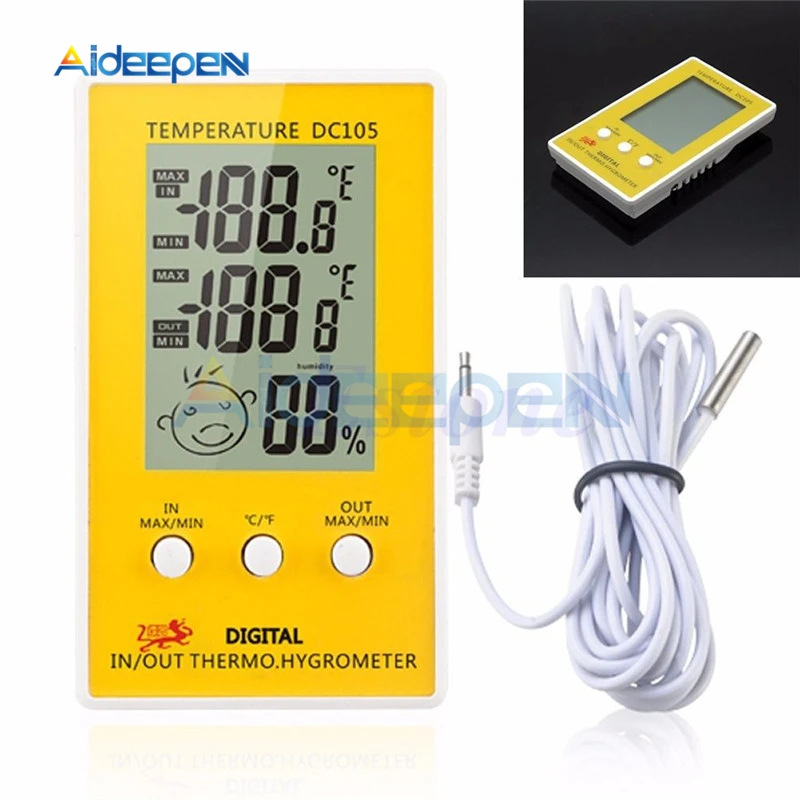 

DC105 LCD Digital Thermometer Temperature Humidity Meter Hygrometer Indoor Outdoor Meter Weather Station Diagnostic-tool