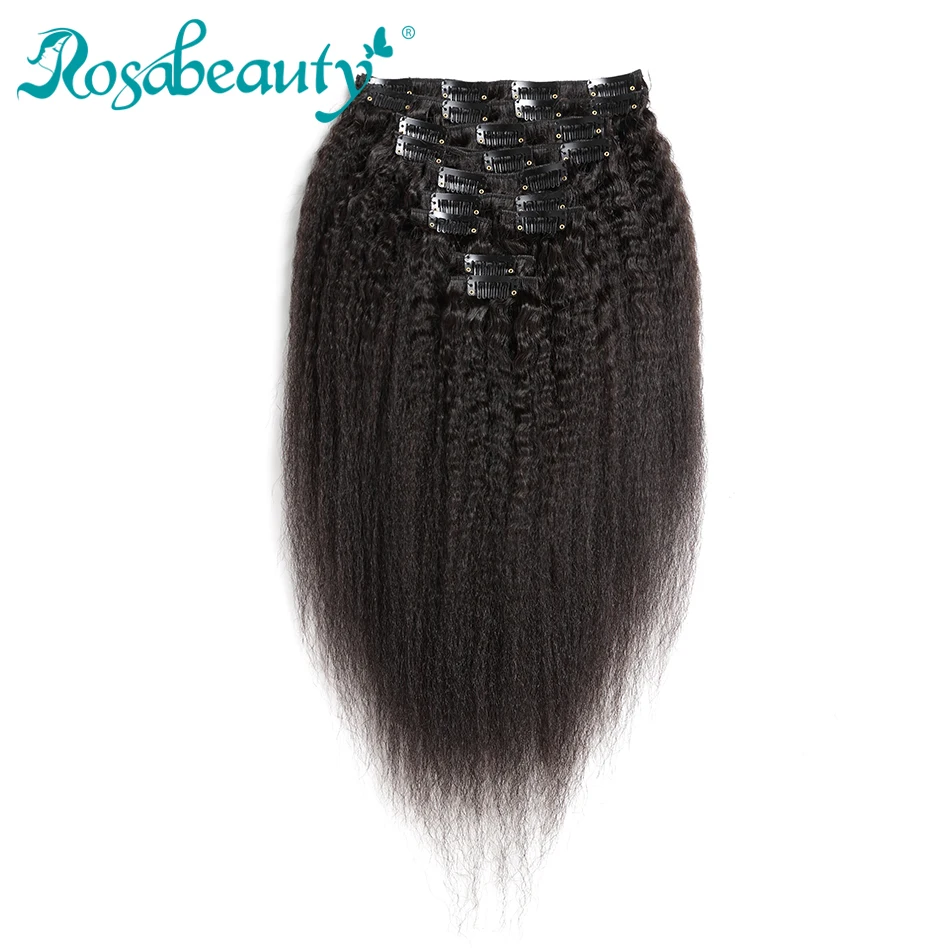 

Rosabeauty Kinky Straight Clip-In Full Head 140G/set 100% Remy Human Hair Extensions 10Pcs/set Natural Color