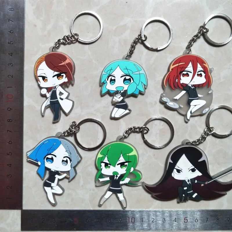 

1pcs Gem country PVC Keychain Country of jewels Key ring Cartoon Anime Phosphophyllite Cinnabar Bort Goshenite Key buckle toys