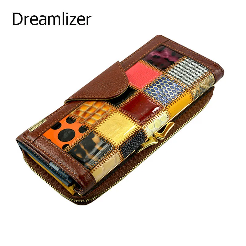 Dreamlizer 3 Fold Fashion Genuine Leather Women Wallets Patchwork Hasp Coin Pocket Female Clutch Women Purse Wallet