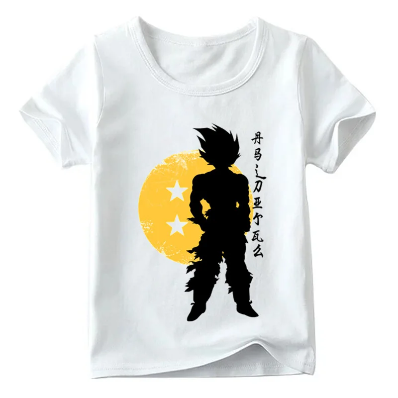 Детская футболка с принтом «Dragon Ball Goku Shadow», топы с короткими рукавами для маленьких мальчиков и девочек, Детские Мягкая футболка, ooo2185 - Color: ooo2185D