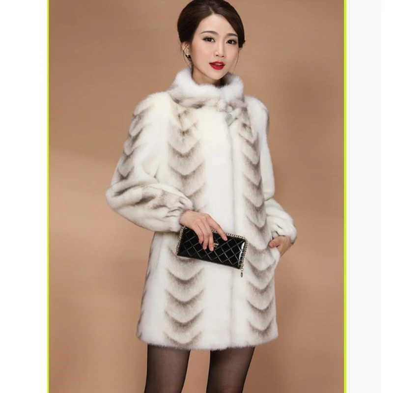 Зимнее женское пальто из искусственного меха, высокое качество, норковая тонкая белая Толстая теплая куртка размера плюс, женские пальто, длинные меховые пальто, пальто 4XL