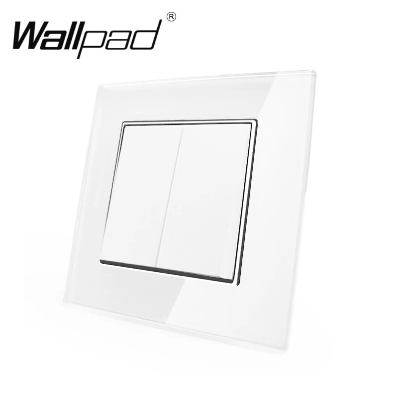 

2 Gang Reset Switch with Claws Wallpad 110-250V White Crystal Glass EU 2 Gang Momentary Contact Light Switch like Bell