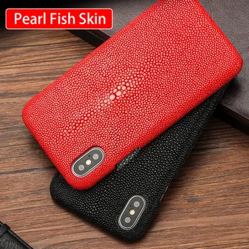 

Genuine Leather Pearl fish leather phone case for iPhone 11 11 pro 6S 8 7 plus 8plus X XS XSMax XR fashion Earthquake resistance