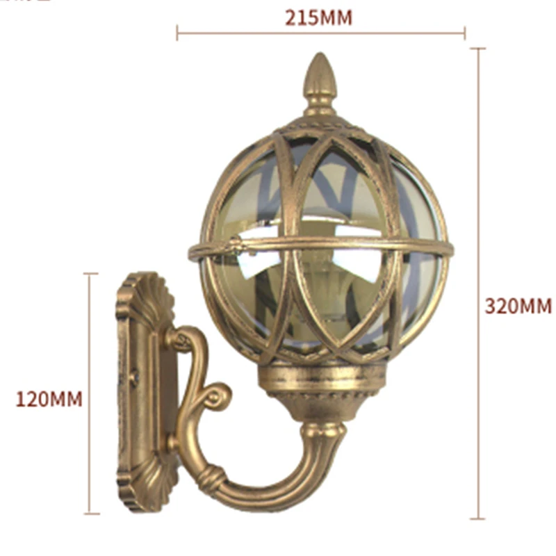 Ретро Европейский Стекло Глобус садовые светильник металла Фонари настенный светильник для лестницы балкон вилла Открытый