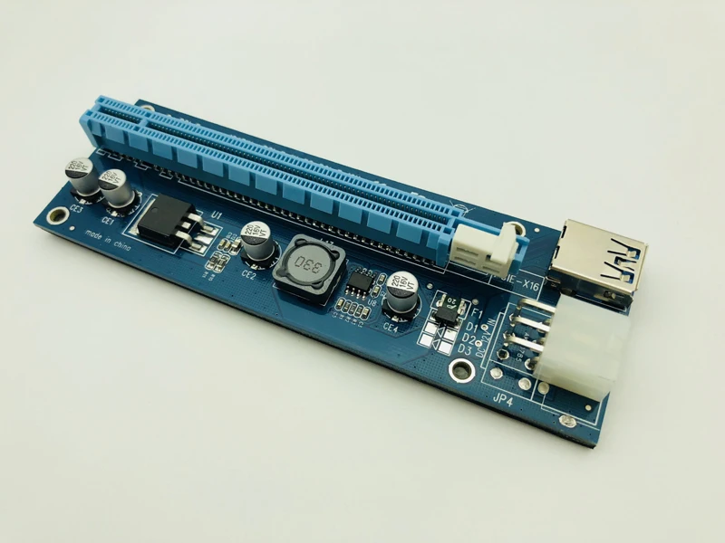 Супер стабильный VER006C PCIE Riser PCI E Express 1x to 16x адаптер для видеокарты SATA 6pin IDE источник