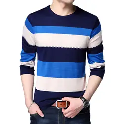 Пуловер с круглым вырезом Для мужчин 2018 осень-зима Новое поступление свитер Для мужчин Повседневное молодежные модные полосатые Цвет