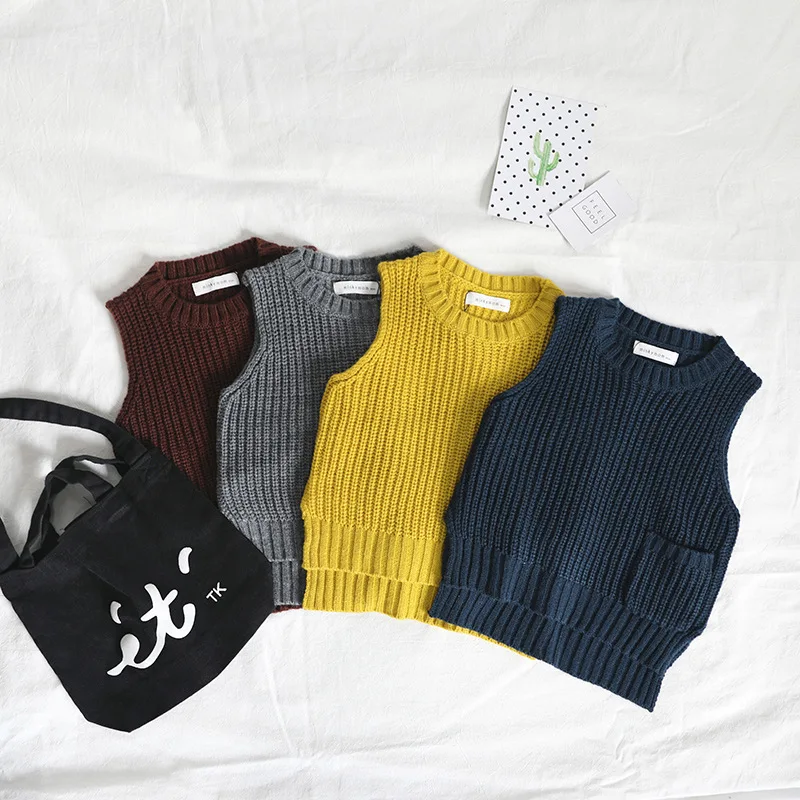 

Korean Autumn Winter Infant Toddler Baby Girls Boys Knitted Cotton Vest Fashion Casual Children Clothings