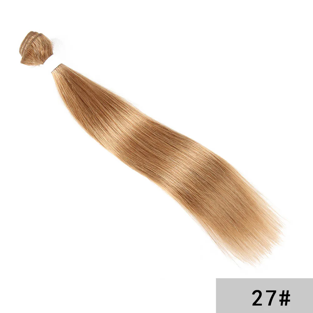 Медовый блондин пряди волос 8 до 26 дюймов бразильские Прямые Натуральные кудрявые пучки волос KEMY волосы не Реми волосы для наращивания 1 шт - Цвет волос: #27