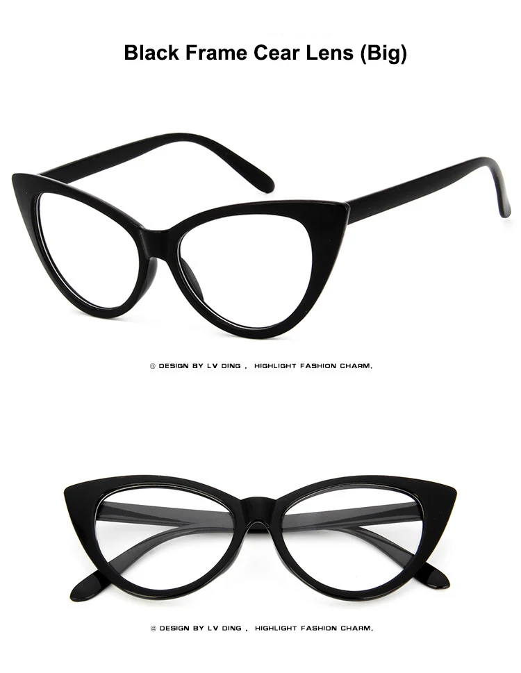 Longkeader новая оправа для очков в стиле кошачьи глаза женские брендовые дизайнерские оптические очки Дамская мода Ретро прозрачные очки - Цвет оправы: black clear big