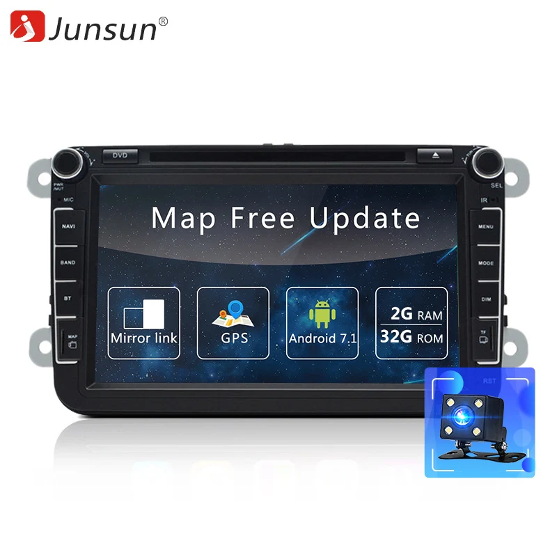 Junsun 2 Din автомобильный DVD мультимедийный плеер Android gps Авторадио для