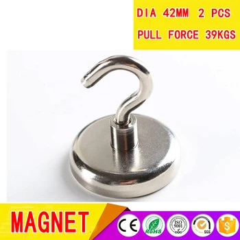 

Industrial neodymium powerful fridge magnet Permanent strong holder round toy mounting magnet NdFeB rare earth with hook Dia42MM