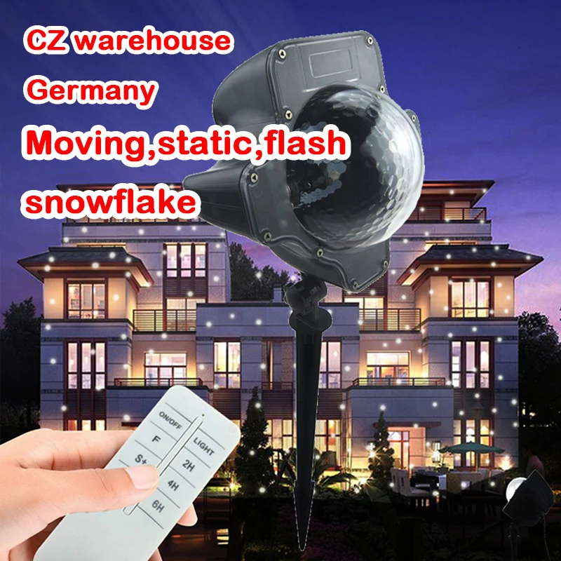 

Moving snowflake star laser shower Christmas outdoor decorations light for home static flash with remote