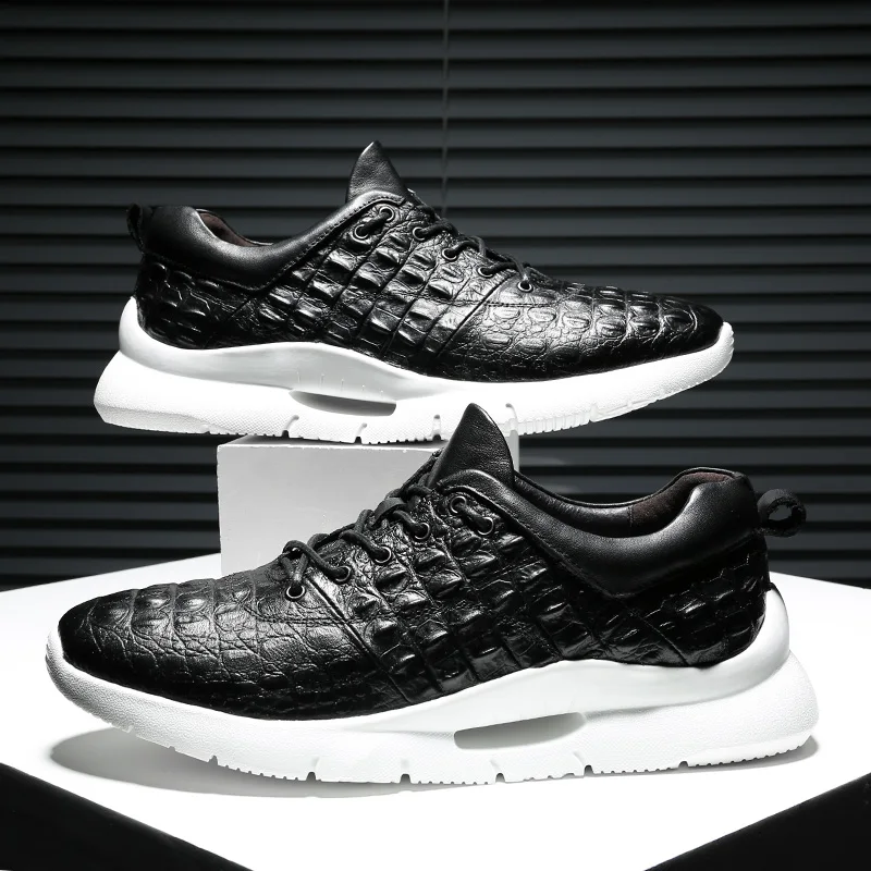 ZSAUAN Crocodile Pattern Genuine Leather Spring Fall Men Casual Loafers Men Lace-up Comfortable Soft Young Men Trend Sneakers ZSAUAN Crocodile Pattern Genuine Leather Spring Fall Men Casual Loafers Men Lace-up Comfortable Soft Young Men Trend Sneakers