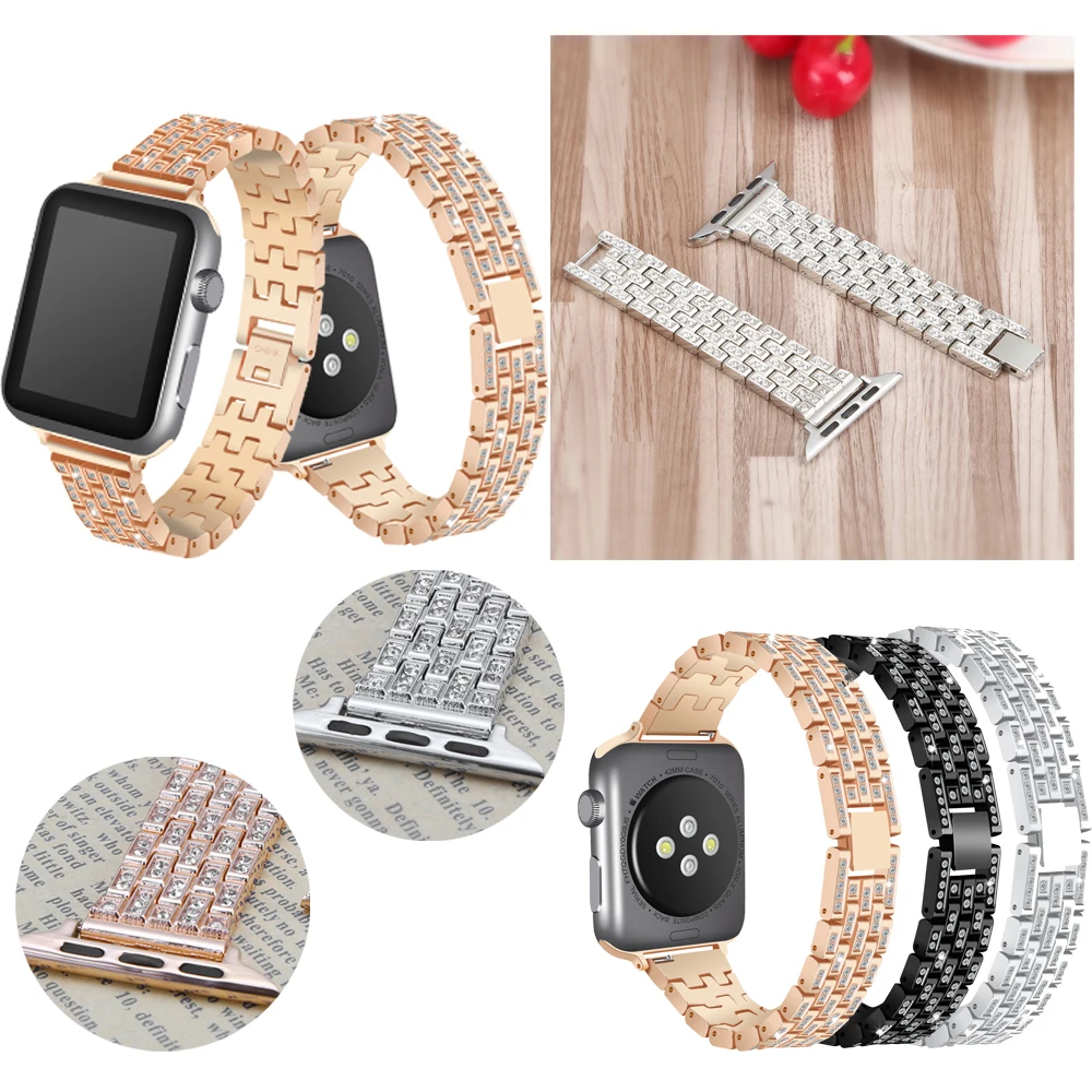 joyozy for Women Crystal Rhinestone Diamond Watch Bands Stainless Steel Bracelet Strap For iwatch Apple Watch Bands 38/42mm