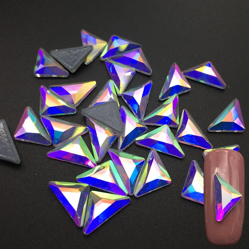 

Polaris 6.3x11mm 25pcs Crystal AB MultiTriangle Germany Glue Hotfix Stones Iron On Rhinestones