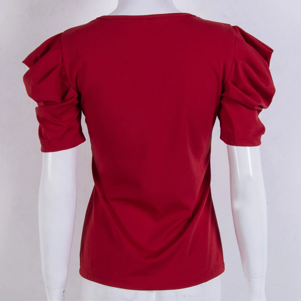 Модный женский свободный пуловер футболка с коротким рукавом хлопковые топы с v-образным вырезом красная рубашка Женский рукав Принцессы футболки топы