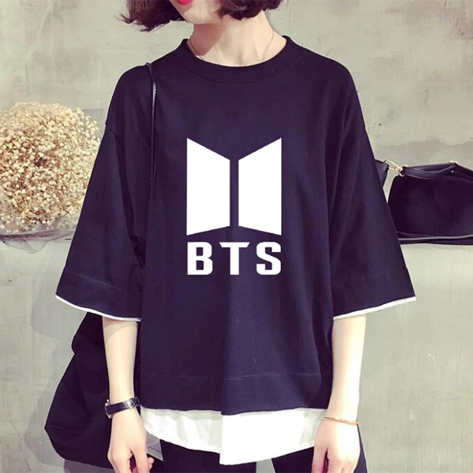 

KPOP Love Yourself Tear T shirts Women Short Sleeve Shirt Fake Two Pieces Summer T-shirts KPOP KPOP Crop Top Plus Size Clothes